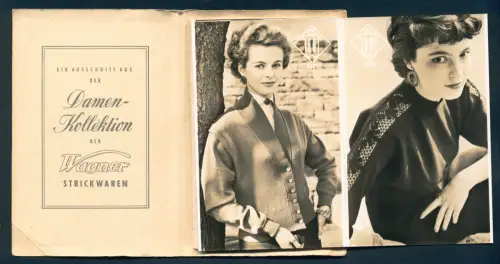 12 Fotografien Damen Kollektion der Wagner Strickwaren, Herbst / Winter Kollektion 1954, als Leporello