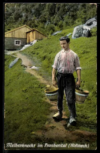 AK Frankental /Hohneck, Melkerknecht mit zwei Eimern