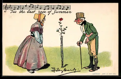 AK Zwei alte Menschen betrachten eine vergängliche Rose, `tis the last rose of Summer
