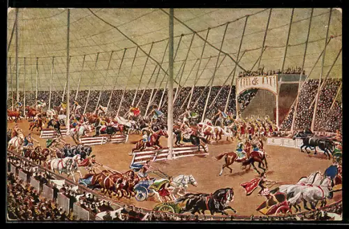 AK Zirkus Krone, Zirkus Maxim II mit seinen altrömischen Arenaspielen u. Wagenwettkämpfen