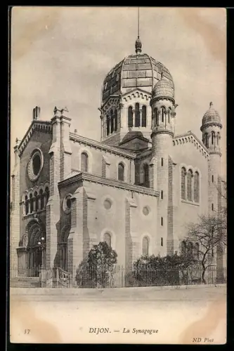 AK Dijon, Synagoge Gebäudeansicht