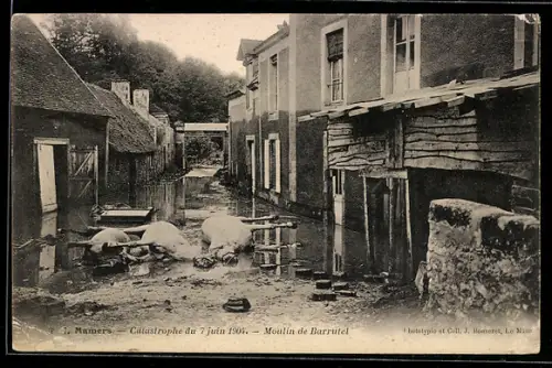 AK Mamers, Catastrophe du 7 juin 1904, Moulin de Barrutel