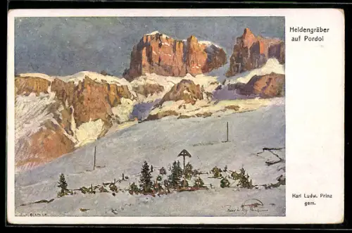 AK Rotes Kreuz Nr. 405: Heldengräber auf Pordoi im Hochgebirge