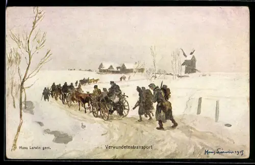 Künstler-AK Hans Larwin: Rotes Kreuz Nr. 400, Verwundetentransport, Kriegsfürsorge