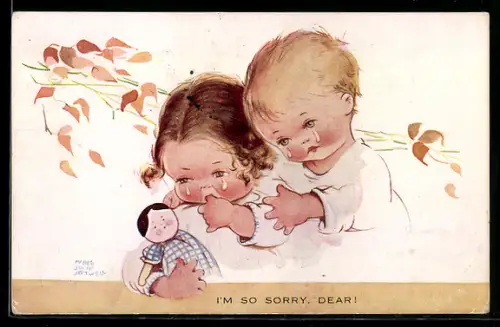 Künstler-AK Mabel Lucie Attwell: I`m so sorry, Dear!, Weinendes kleines Paar