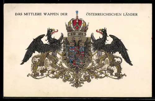 AK Das Mittlere Wappen der Österreichischen Länder, Rotes Kreuz