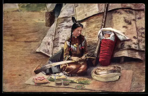 AK White Fawn and Child, Indian Village, Earl`s Court