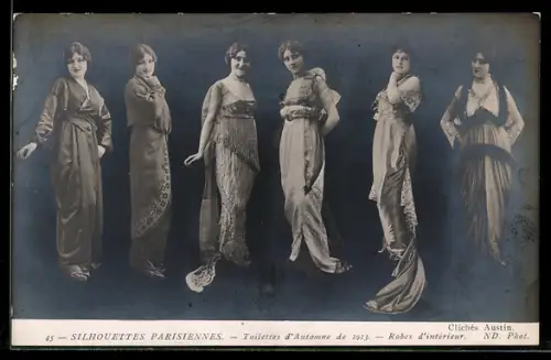 AK Pariser Mode, Herbst 1913, Frauen in schicken Roben