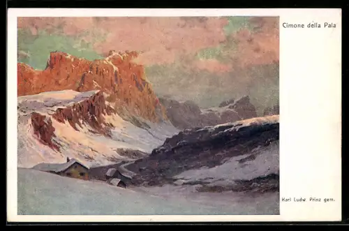 Künstler-AK Karl Ludwig Prinz: San Martino di Castrozza, Cimone della Pala, Rotes Kreuz Kriegsfürsorgeamt Nr. 414