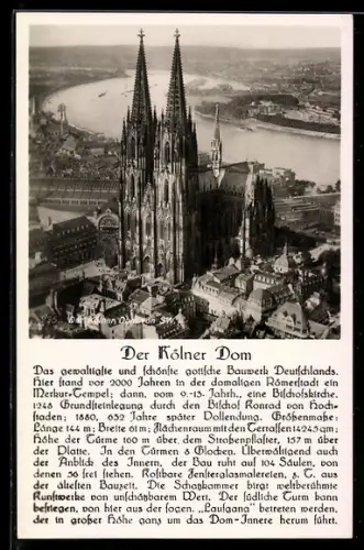 AK Köln, Dom aus der Vogelschau