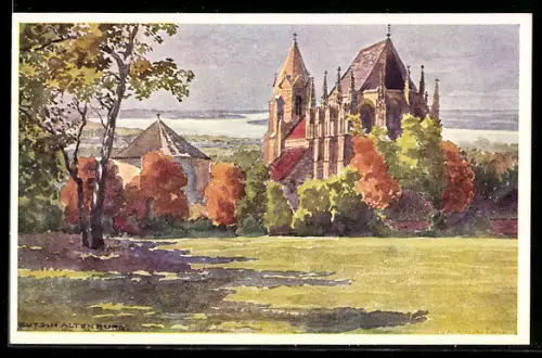 Künstler-AK Deutsch-Altenburg, Ortsansicht