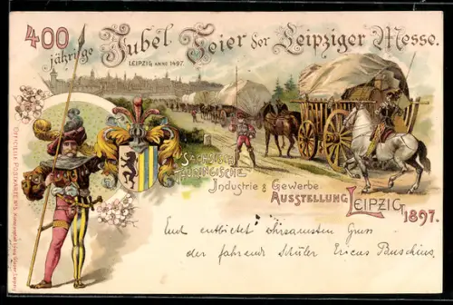 Lithographie Leipzig, Sächsisch-Thüringische Industrie- u. Gewerbe-Ausstellung 1897, Zur Messe