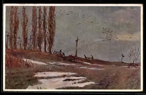 Künstler-AK Rotes Kreuz Nr. 448: Gräber in Russland