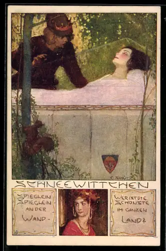 AK Deutscher Schulverein Nr. 320: Prinz bei Schneewittchen am Sarg, Märchen