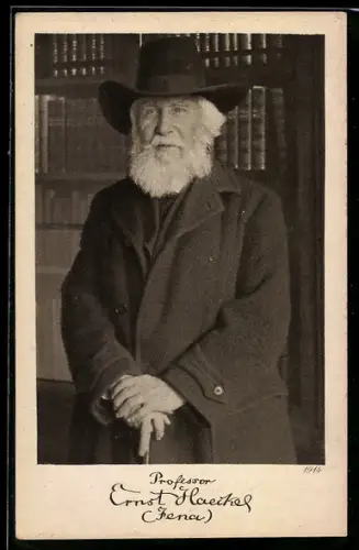 AK Professer Ernst Heackel, Bildnis mit Hut