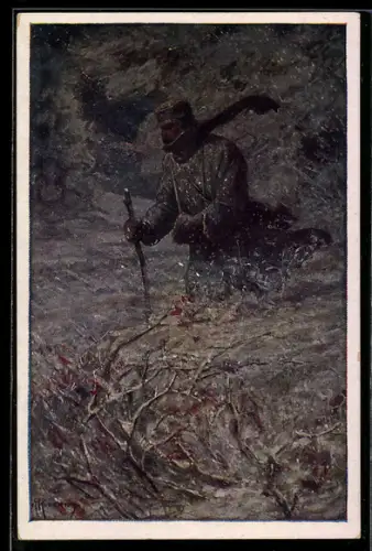 AK Rotes Kreuz Nr. 436, Heldenhafter Kanonier im Schnee