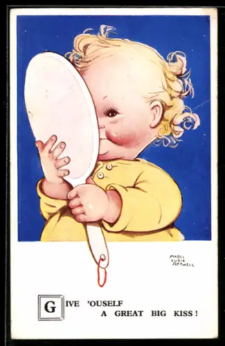 Künstler-AK M.L. Attwell: Ansicht eines Kleinkindes mit Handspiegel