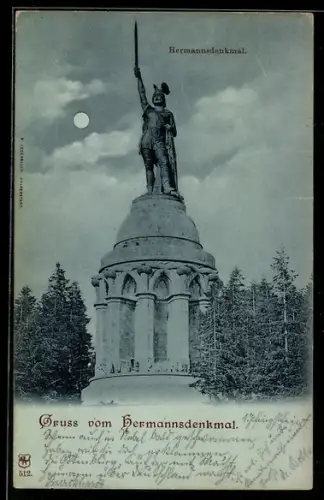 Mondschein-AK Detmold, Hermannsdenkmal