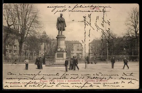AK Torino, Piazza Carlo Felice e monumento a Massimo D`Azeglio
