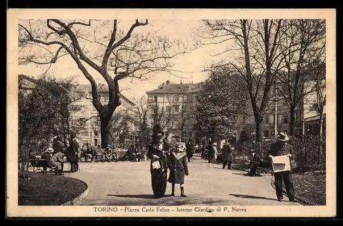 AK Torino, Piazza Carlo Felice, Interno Giardino di P. Nuova