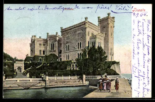 AK Trieste, Castello di Miramare con passeggiata lungo il mare