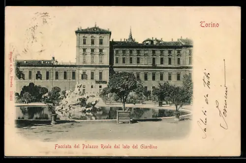AK Torino, Facciata del Palazzo Reale dal lato del Giardino