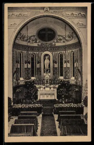 AK Torino, Santuario del Sacro Cuore di Gesù, interno con altare decorato