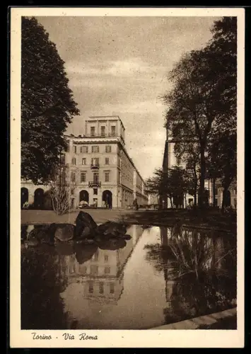 AK Torino, Via Roma con riflessi sul laghetto