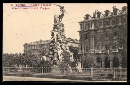 AK Torino, Piazza Statuto e monumento del Frejus