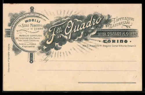 AK Torino, Pubblicità F.lli Quadro Mobili in stile moderno e di lusso