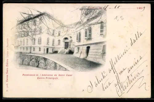 AK Torino, Pensionnat de l`Adoration du Sacré Coeur, Entrée Principale