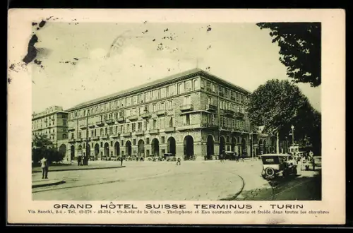 AK Torino, Grand Hôtel Suisse Terminus con auto d`epoca