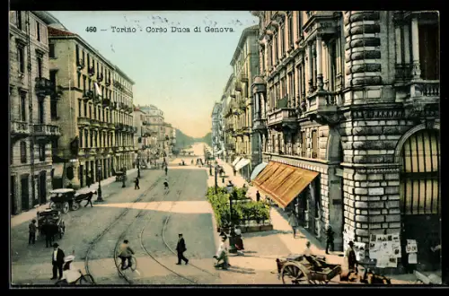 AK Torino, Corso Duca di Genova con pedoni e tram