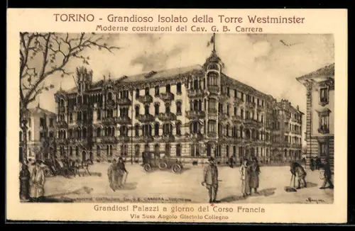 AK Torino, Grandioso Isolato della Torre Westminster, moderne costruzioni del Cav. G. B. Carrera
