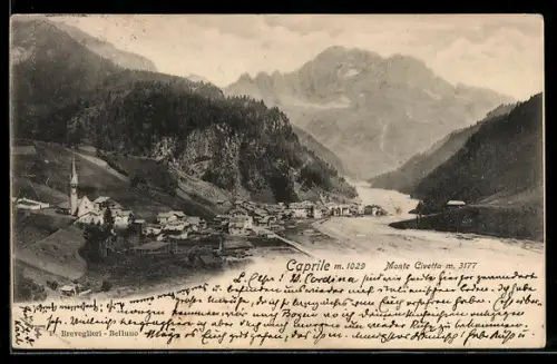 AK Caprile, Monte Civetta e vista del villaggio tra le montagne