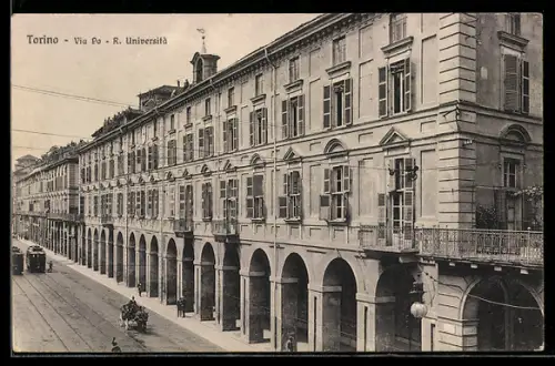 AK Torino, Via Po, R. Università con tram e portici
