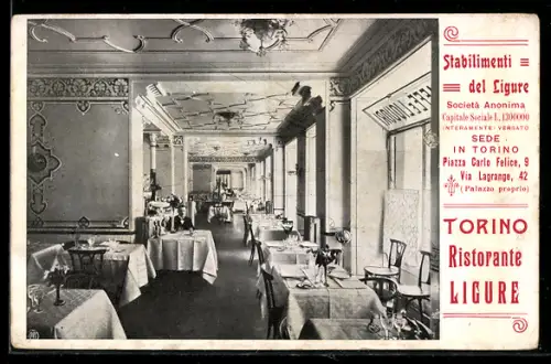 AK Torino, Interno del Ristorante Ligure, Piazza Carlo Felice 9