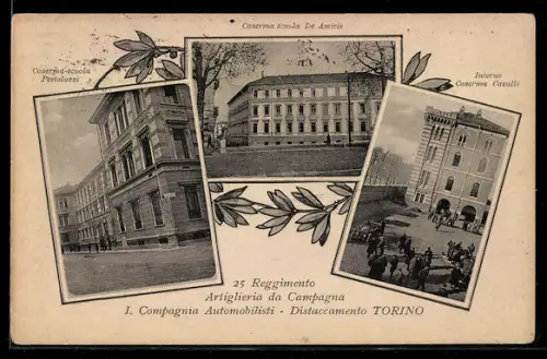 AK Torino, Caserme militari e scene del 25° Reggimento Artiglieria da Campagna