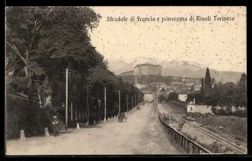 AK Torino, Stradale di Francia e panorama di Rivoli Torinese