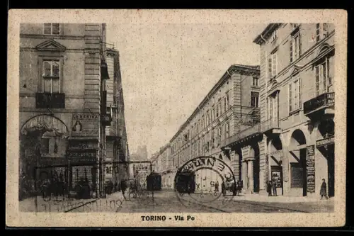 AK Torino, Via Po con tram e architettura storica