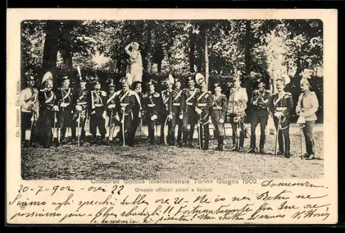 AK Torino, Concorso Ippico Internazionale 1902, gruppo ufficiali esteri e italiani