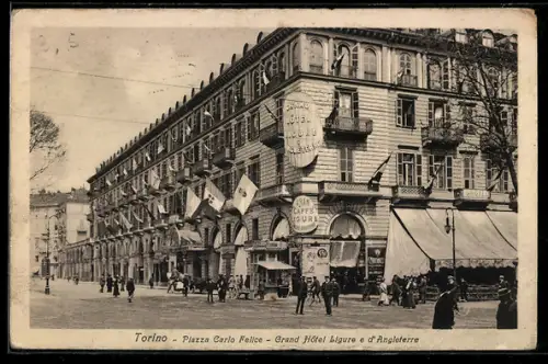 AK Torino, Piazza Carlo Felice, Grand Hôtel Ligure e d`Angleterre