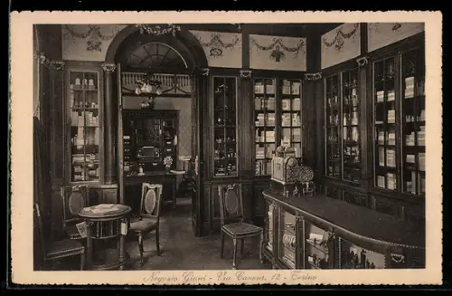 AK Torino, Negozio Alberto Giani in Via Cavour 12, interno elegante con arredi classici
