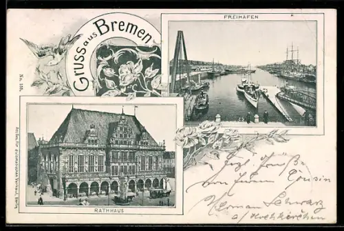AK Bremen, Rathaus und Freihafen