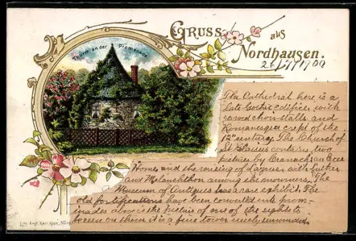 Lithographie Nordhausen, Turm an der Promenade