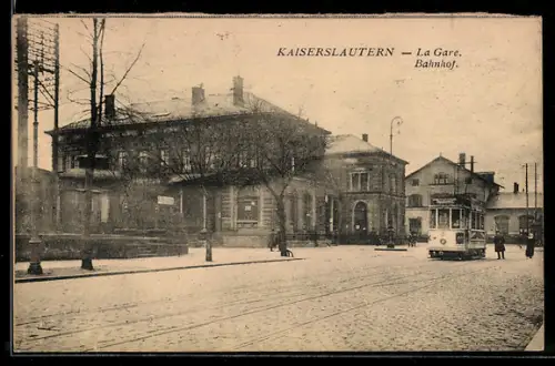 AK Kaiserslautern, Bahnhof mit Strassenbahn