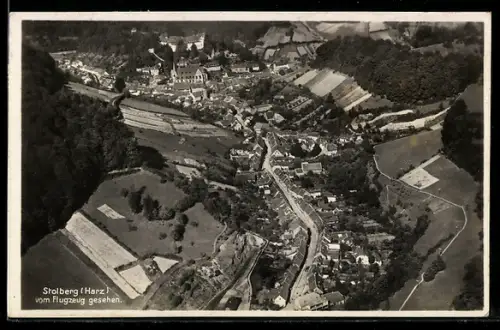AK Stolberg /Harz, Ortsansicht vom Flugzeug gesehen