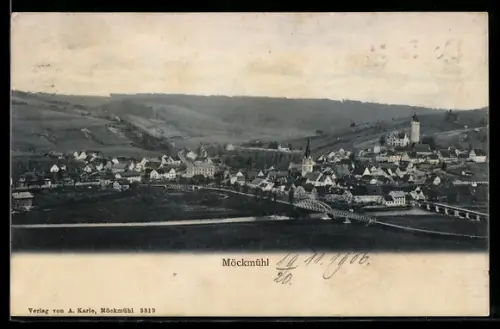 AK Möckmühl, Panoramaansicht des Ortes