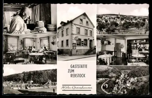 AK Höhr-Grenzhausen, Gasthaus Zum Rebstock, Inh. Josef Kaufmann, Innenansichten, Ortsansicht