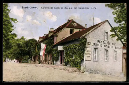 AK Saarbrücken, Restaurant Historische Goldene Bremm am Spicherer Berg